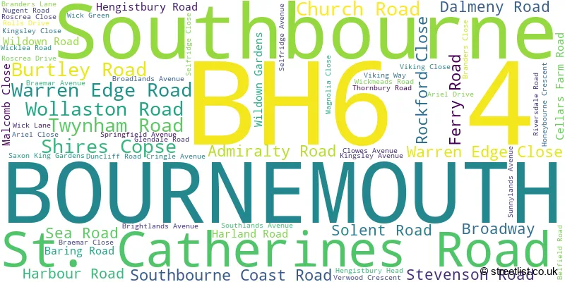 A word cloud for the BH6 4 postcode